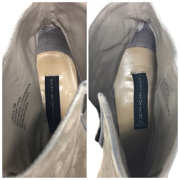 Steve Madden Gray Taupe Suede Ankle Boots Pointed Toe & Block Heels Size 10B - Picture 7 of 11
